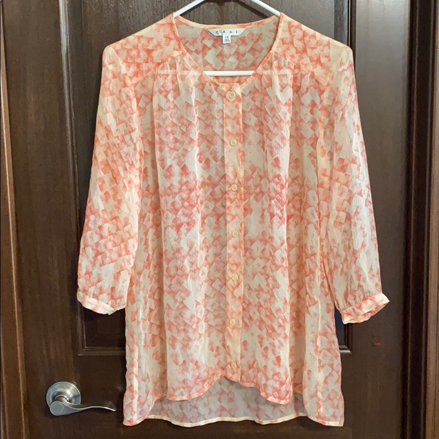 Cabi 756 100 Silk Coral Emerson Blouse